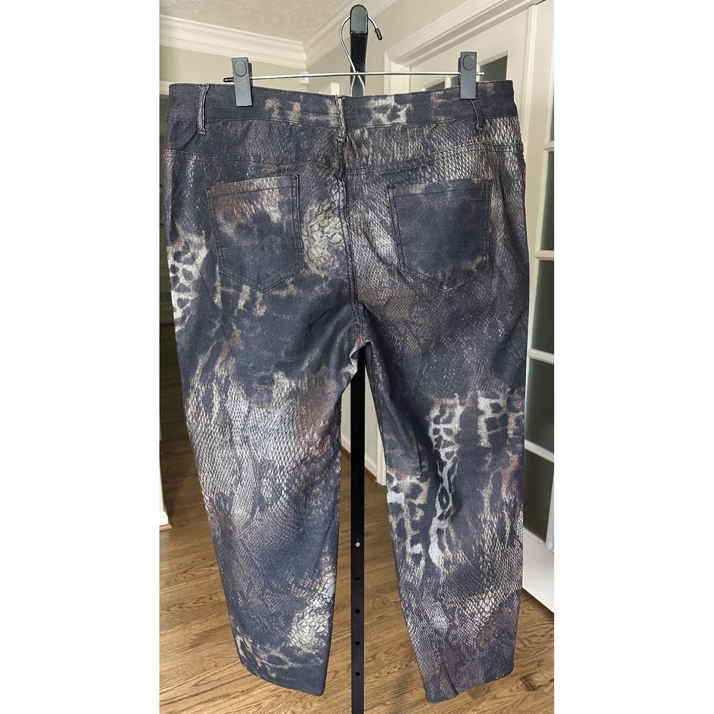 Frank Lyman Reversible Jeans Women's XL Animal Print Snake Leopard Pants Stretch - Picture 4 of 7